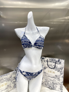 Dior Blue Silk Swimsuit Bikini 