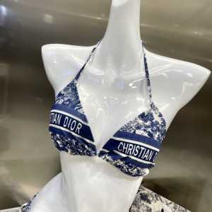 Replica Womens Clothing Dior Blue Silk Swimsuit Bikini SML A123PP180 AA181505