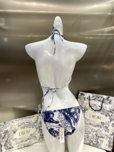 Replica Womens Clothing Dior Blue Silk Swimsuit Bikini SML A123PP180 AA181505