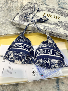 Replica Womens Clothing Dior Blue Silk Swimsuit Bikini SML A123PP180 AA181505