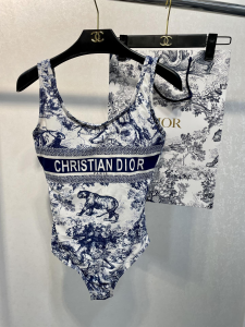 Replica Womens Clothing Dior Blue Silk Swimsuit Bikini SML A123PP180 AA181507