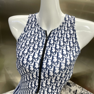 Replica Womens Clothing Dior Oblique Blue Silk Swimsuit Bikini SML A123PP180 AA181506