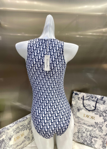 Replica Womens Clothing Dior Oblique Blue Silk Swimsuit Bikini SML A123PP180 AA181506