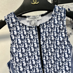 Replica Womens Clothing Dior Oblique Blue Silk Swimsuit Bikini SML A123PP180 AA181506