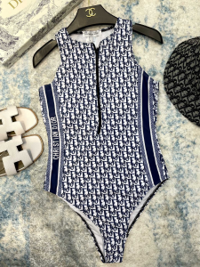 Replica Womens Clothing Dior Oblique Blue Silk Swimsuit Bikini SML A123PP180 AA181506