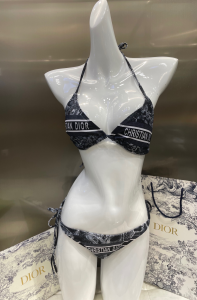 Dior Silk Swimsuit Bikini Black 