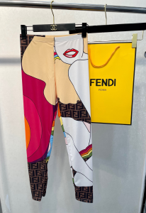 Replica Womens Clothing Fendi Multicolor Lycra Leggings Sets SML A123PP180 AA181500