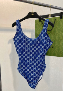 Replica Womens Clothing Gucci GG Silk Swimsuit Bikini in Blue SML A123PP180 AA181493