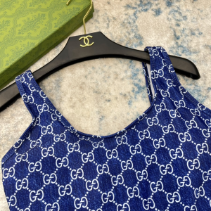 Replica Womens Clothing Gucci GG Silk Swimsuit Bikini in Blue SML A123PP180 AA181493