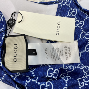 Replica Womens Clothing Gucci GG Silk Swimsuit Bikini in Blue SML A123PP180 AA181493