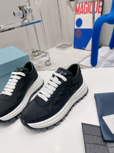 Replica Womens Shoes Prada Quilted Nylon Sneakers in Black 35 To 40 A151PP480 AA181594
