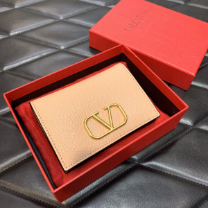 Valentino Garavani Vlogo Coin Purse Card Holder Wallet Beige Leather Valentino Garavani Vlogo Coin Purse Card Holder Wallet Beige Leather