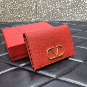 Valentino Garavani Vlogo Coin Purse Card Holder Wallet Red Leather Valentino Garavani Vlogo Coin Purse Card Holder Wallet Red Leather