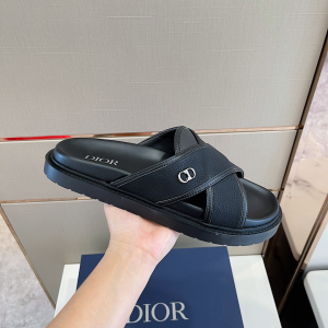 Dior Aqua Slide Sandal Black Leather 