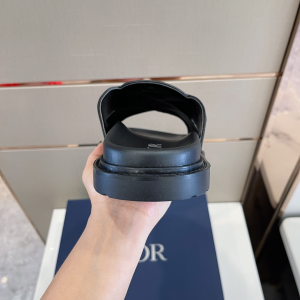 Replica Mens Shoes Dior Aqua Slide Sandal in Black Leather 38 To 45 A151PP480 AA181934