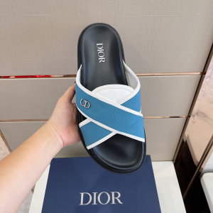 Replica Mens Shoes Dior Aqua Slide Sandal in Blue Leather 38 To 45 A151PP480 AA181938