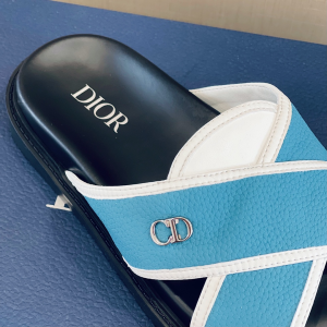 Replica Mens Shoes Dior Aqua Slide Sandal in Blue Leather 38 To 45 A151PP480 AA181938