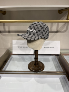 Replica Womens Hat Balenciaga BB Canvas Baseball Cap Hat in Gray A190PP100 AA181965