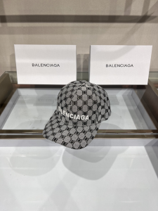 Replica Womens Hat Balenciaga BB Canvas Baseball Cap Hat in Gray A190PP100 AA181965