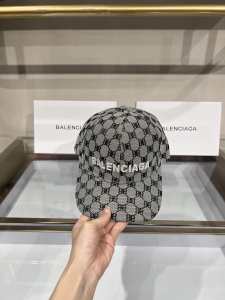 Replica Womens Hat Balenciaga BB Canvas Baseball Cap Hat in Gray A190PP100 AA181965