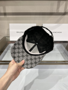 Replica Womens Hat Balenciaga BB Canvas Baseball Cap Hat in Gray A190PP100 AA181965