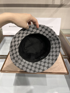 Replica Womens Hat Balenciaga BB Canvas Bucket Cap Hat in Gray A190PP100 AA181970