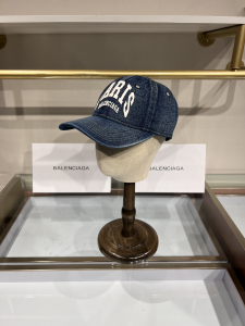 Balenciaga Denim Blue Canvas Baseball Cap Hat 