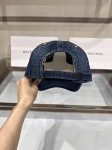 Replica Womens Hat Balenciaga Denim Blue Canvas Baseball Cap Hat A190PP100 AA181985