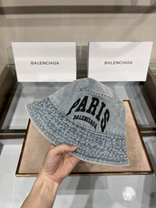 Replica Womens Hat Balenciaga Denim Blue Canvas Bucket Cap Hat A190PP100 AA181981