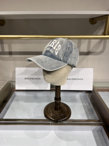 Balenciaga Denim Gray Canvas Baseball Cap Hat 