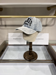Balenciaga Denim Gray Canvas Baseball Cap Hat 