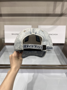 Replica Womens Hat Balenciaga Denim Gray Canvas Baseball Cap Hat A190PP100 AA181986