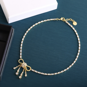 Miu Miu Bow Crystals Necklace 