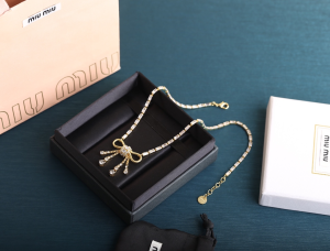 Replica Womens Jewelry Miu Miu Bow Crystals Necklace A205PP280 AA182034