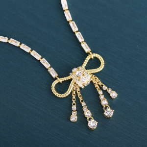 Replica Womens Jewelry Miu Miu Bow Crystals Necklace A205PP280 AA182034