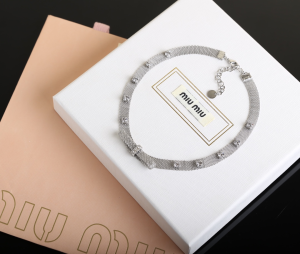 Replica Womens Jewelry Miu Miu Bow Crystals Necklace A205PP280 AA182035