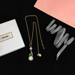 Miu Miu Crystals Flower Pendant Necklace 