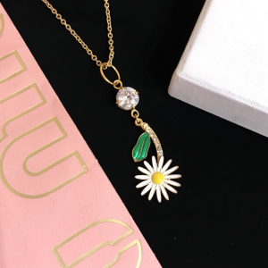 Replica Womens Jewelry Miu Miu Crystals Flower Pendant Necklace A205PP280 AA182037