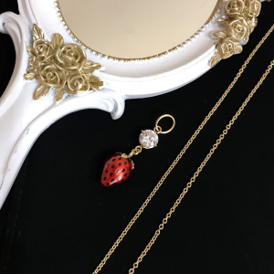 Replica Womens Jewelry Miu Miu Crystals Strawberry Pendant Necklace A205PP280 AA182038