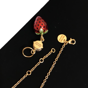 Replica Womens Jewelry Miu Miu Crystals Strawberry Pendant Necklace A205PP280 AA182038