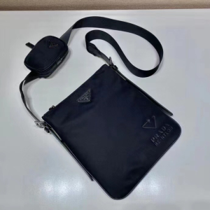 Replica Mens Handbags Prada Black Re Nylon Messenger Bag 22x26CM A104PP680 AA182135