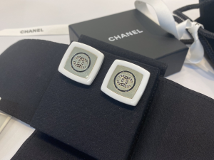 Replica Womens Jewelry Chanel Crystal CC Square Earrings White A39PP140 AA182082
