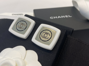 Replica Womens Jewelry Chanel Crystal CC Square Earrings White A39PP140 AA182082