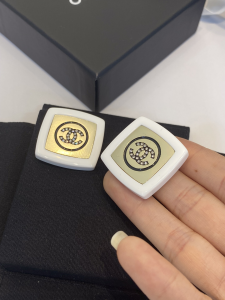 Replica Womens Jewelry Chanel Crystal CC Square Earrings White A39PP140 AA182082