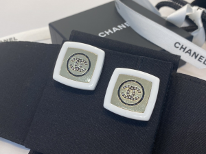 Replica Womens Jewelry Chanel Crystal CC Square Earrings White A39PP140 AA182082