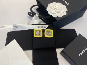 Replica Womens Jewelry Chanel Crystal CC Square Earrings Yellow A39PP140 AA182081