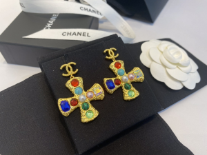 Chanel Gold CC Cross Earrings 