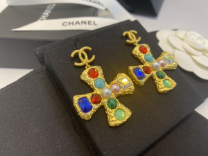 Replica Womens Jewelry Chanel Gold CC Cross Earrings A39PP150 AA182083