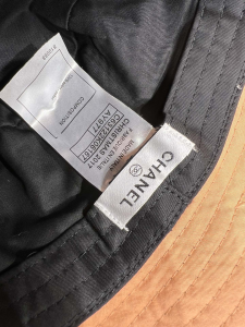 Replica Womens Hats Chanel CC Logo Black Cotton Bucket Cap Hat A190PP100 AA182207