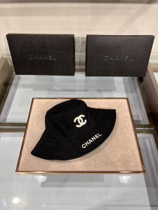 Replica Womens Hats Chanel CC Logo Cotton Bucket Cap Hat Black A190PP100 AA182216